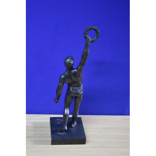 222 - Bronze Figure of a Greek God - Hermes on Base - 32cm Tall