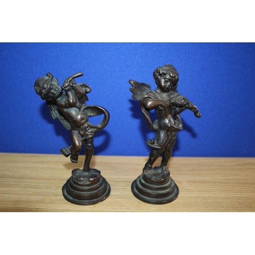 224 - 2 x Bronzes of Winged Cherubs - 13cm Tall