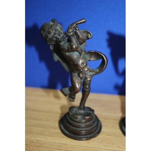 224 - 2 x Bronzes of Winged Cherubs - 13cm Tall