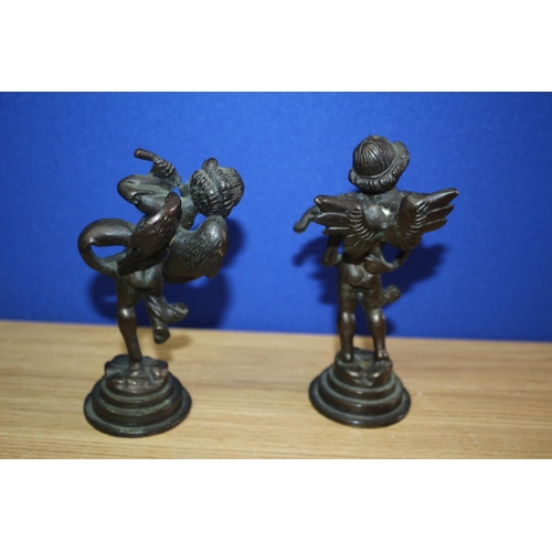 224 - 2 x Bronzes of Winged Cherubs - 13cm Tall