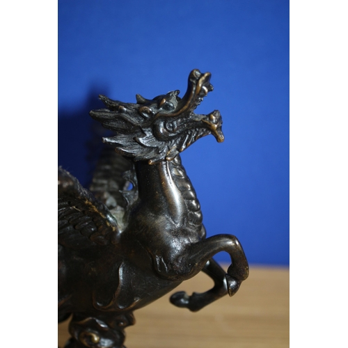 226 - Bronze of a Mythical Winged Figure - 17cm Tall x 21cm Wide