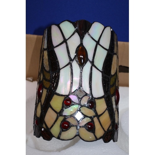 236 - Tiffany Styled 6in Glass Shade Twin Stem Lamp - Brand New and Boxed - 62cm x 43cm