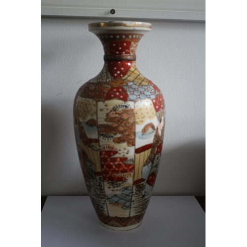 240 - 1880 - 1920 Satsuma Vase with Nice Character Marks to Base - 32.5cm Tall