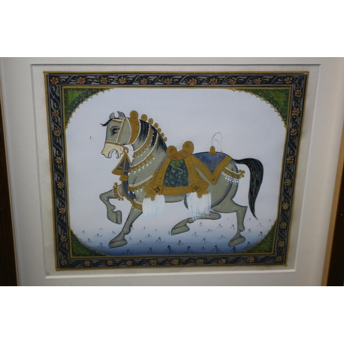 243 - 3 x Vintage Traditional Indian Rajasthan Watercolour Paintings - All 3 are Framed and Glazed - 36.5 ... 