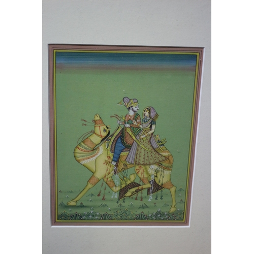 243 - 3 x Vintage Traditional Indian Rajasthan Watercolour Paintings - All 3 are Framed and Glazed - 36.5 ... 