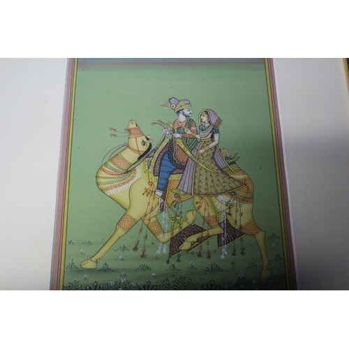 243 - 3 x Vintage Traditional Indian Rajasthan Watercolour Paintings - All 3 are Framed and Glazed - 36.5 ... 