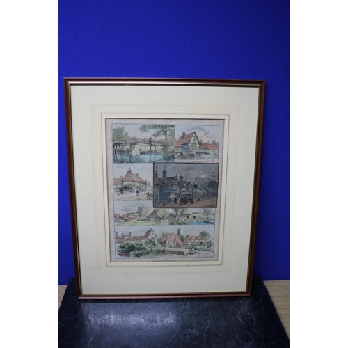 250 - 1888 Hand Coloured Engraving - Rambling Sketches, Headcorn Kent by Louis Wain - 51.5 x 42.5cm