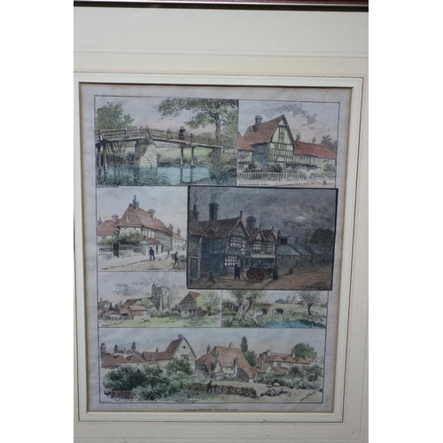 250 - 1888 Hand Coloured Engraving - Rambling Sketches, Headcorn Kent by Louis Wain - 51.5 x 42.5cm