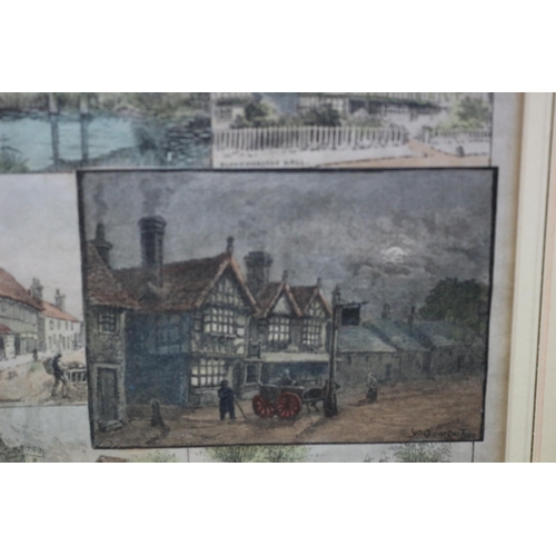 250 - 1888 Hand Coloured Engraving - Rambling Sketches, Headcorn Kent by Louis Wain - 51.5 x 42.5cm