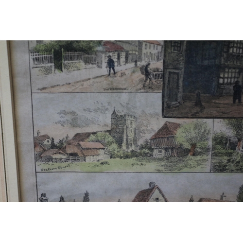 250 - 1888 Hand Coloured Engraving - Rambling Sketches, Headcorn Kent by Louis Wain - 51.5 x 42.5cm