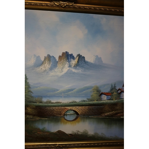 253 - Large Landscape Oil on Canvas Painting Signed Dalhart Windberg - Nicely Framed