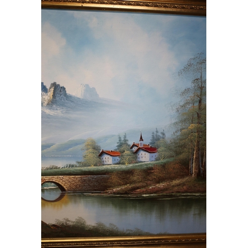 253 - Large Landscape Oil on Canvas Painting Signed Dalhart Windberg - Nicely Framed