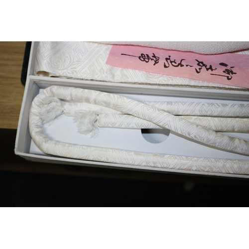 263 - Vintage  Japanese Bridal Kimono Accessory Set in White Silk in Original Box and are Unused