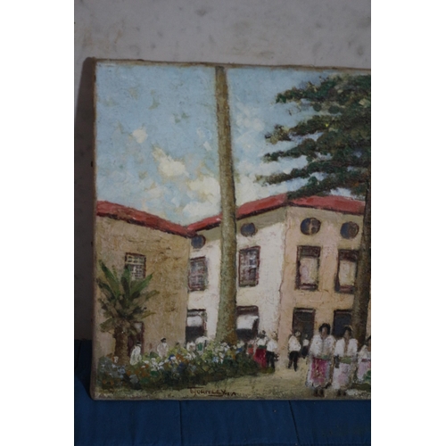 272 - Original Oil on Canvas of a Building by Morgan Arthur Thornley - 1960 - 37 x 30cm