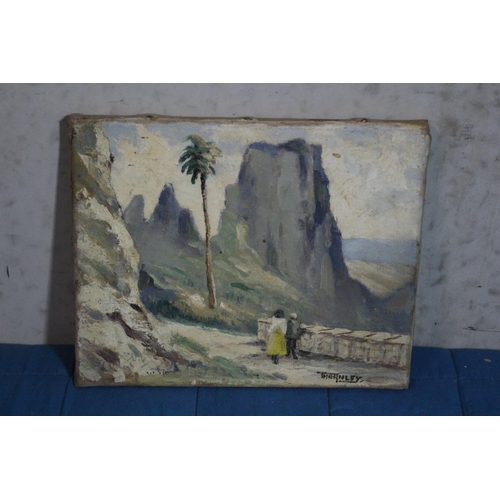 273 - Original Oil on Canvas of a Rocky Scene by Morgan Arthur Thornley - 25 x 21cm