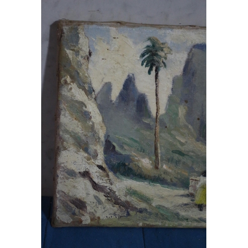 273 - Original Oil on Canvas of a Rocky Scene by Morgan Arthur Thornley - 25 x 21cm