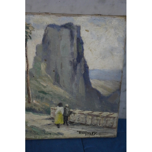 273 - Original Oil on Canvas of a Rocky Scene by Morgan Arthur Thornley - 25 x 21cm