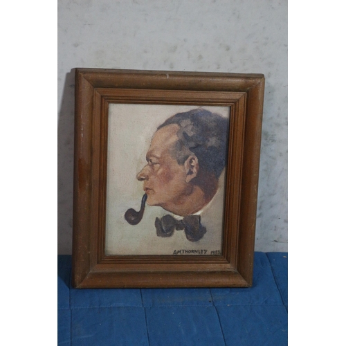 274 - Original Oil on Canvas by A. M. Thornley - 1933 (possibly a self portrait) - 30.5 x 26cm