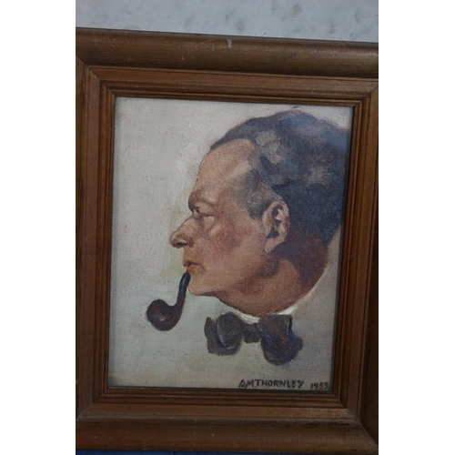 274 - Original Oil on Canvas by A. M. Thornley - 1933 (possibly a self portrait) - 30.5 x 26cm