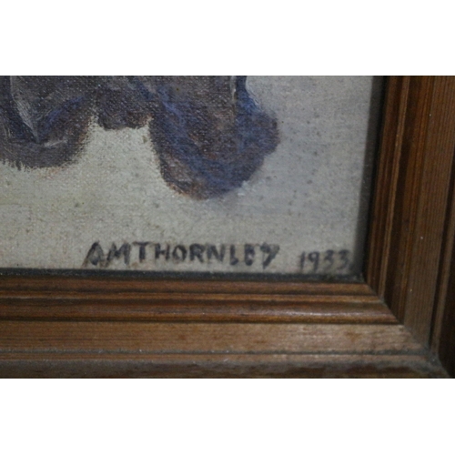 274 - Original Oil on Canvas by A. M. Thornley - 1933 (possibly a self portrait) - 30.5 x 26cm