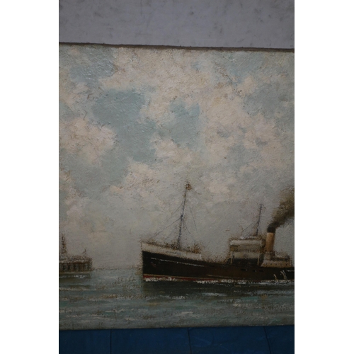 275 - Original Oil on Canvas by Morgan Arthur Thornley of a Ship Coming into Harbour - 51 x 36cm