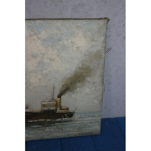 275 - Original Oil on Canvas by Morgan Arthur Thornley of a Ship Coming into Harbour - 51 x 36cm