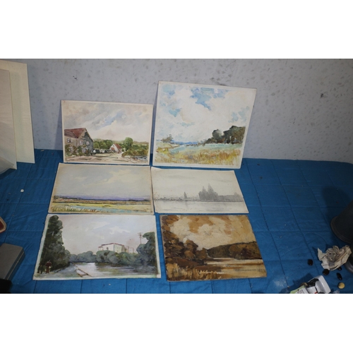 280 - 5 x Watercolours plus 1 Oil Sketch work by John D'arcy Thornley