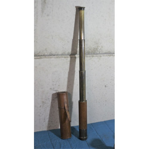 284 - Antique Brass and Leather 4 Section Dolland London Telescope - 1868 - 76.5cm Extended - In Original ... 