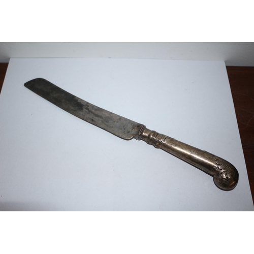 285 - Antique Silver Hallmarked Handled Bread Knife with Sheffield Blade - Total Weight 99.9g