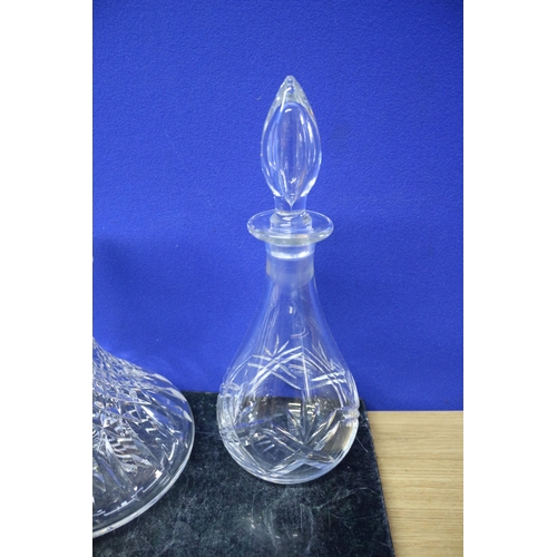 14 - 3 Glass Decanters - We are informed that two are by Waterford- Tallest is 34cm