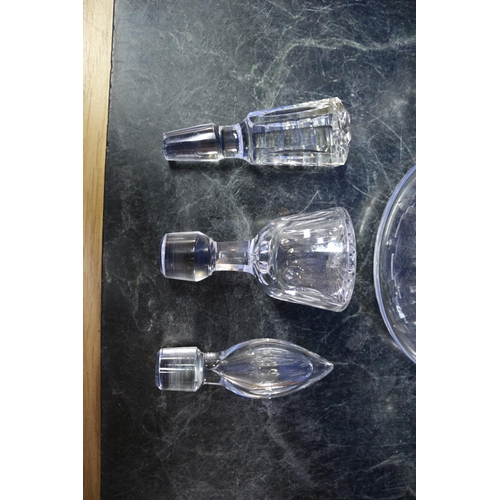 14 - 3 Glass Decanters - We are informed that two are by Waterford- Tallest is 34cm