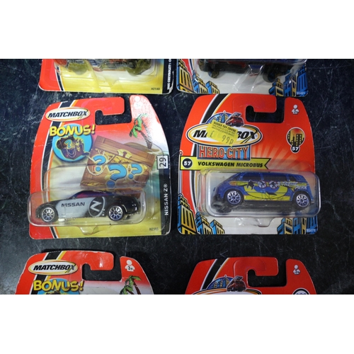 17 - 6 x Matchbox Card Backed Cars including 3 x Bonus Series and 3 x Hero City