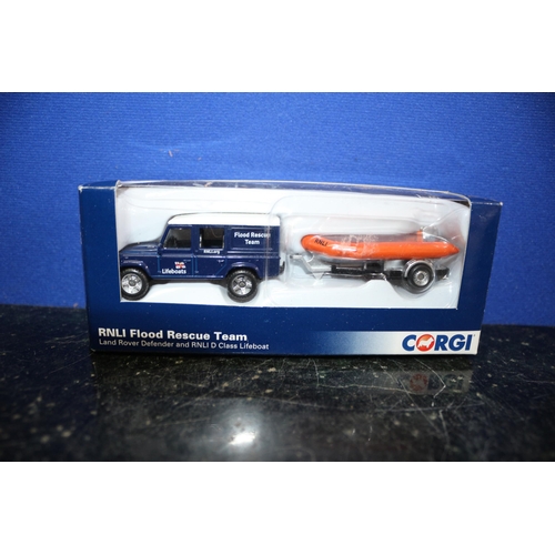 41 - Corgi RNLI Flood Rescue Team - Land Rover Defender and RNLI D Class Lifeboat - Boxed