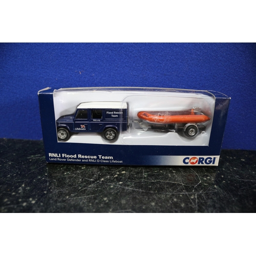 41 - Corgi RNLI Flood Rescue Team - Land Rover Defender and RNLI D Class Lifeboat - Boxed