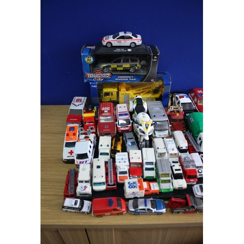 48 - Large Selection of Emergency Services Vehicles including Matchbox - Couple Boxed - All Played With C... 