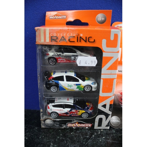 54 - Majorette Die Cast Racing 3 Pack plus Single Individual Card Backed Vehicle