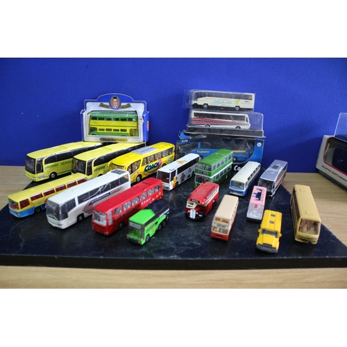 86 - Large Selection of Die Cast Buses - Several Boxed - Various Makers