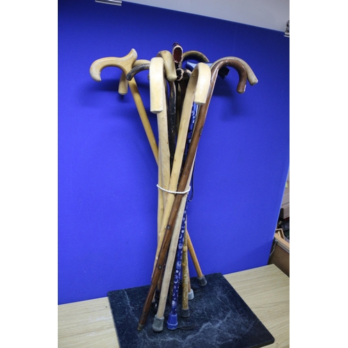 9 - Collection of Various Designs of Walking Sticks including Adjustable Rambler Sticks