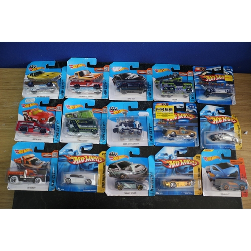 94 - 15 x Die Cast Hot Wheels Card Back Vehicles