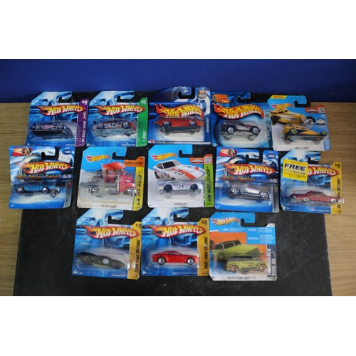 95 - 13 x Die Cast Hot Wheels Card Backed Vehicles