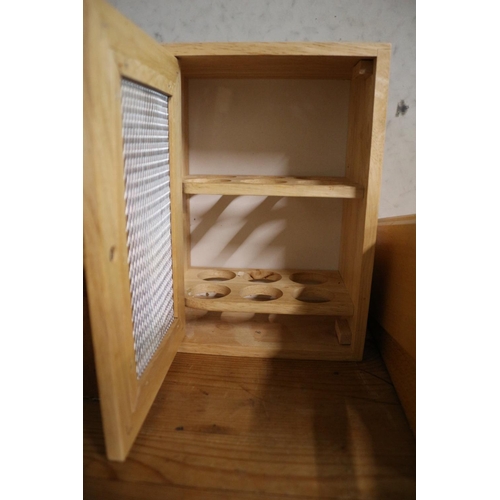 105 - 2 x Knife Blocks with Knives plus a Pine Egg Cabinet