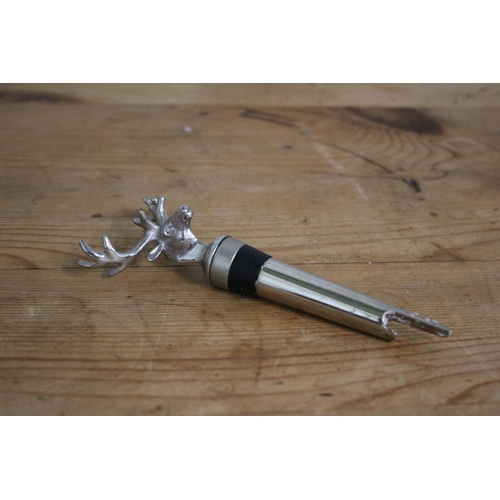 114 - Stag Head Design Bottle Stopper and Opener