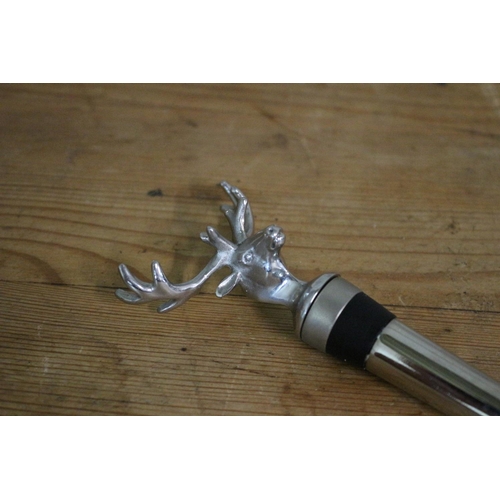 114 - Stag Head Design Bottle Stopper and Opener