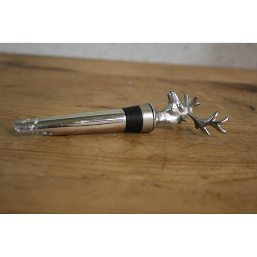 114 - Stag Head Design Bottle Stopper and Opener