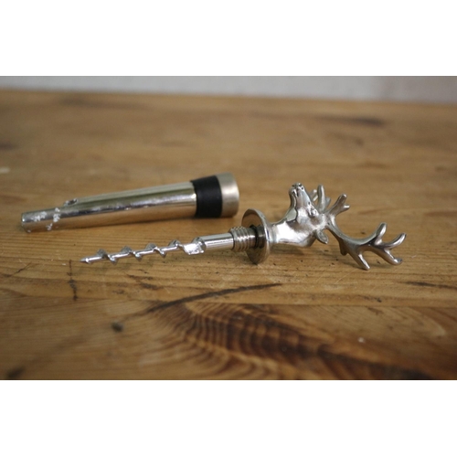 114 - Stag Head Design Bottle Stopper and Opener