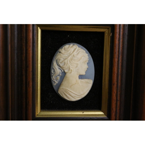 121 - Very Nice Framed Blue Cameo of Side Profile of a Lady