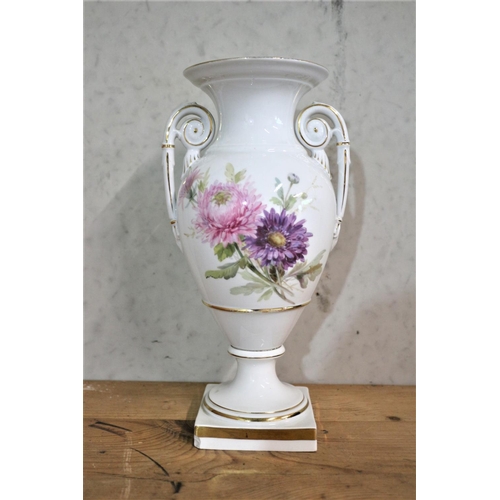 123 - Possibly Meissen Urn / Vase - 29cm Tall - Nice Hand Floral Decoration