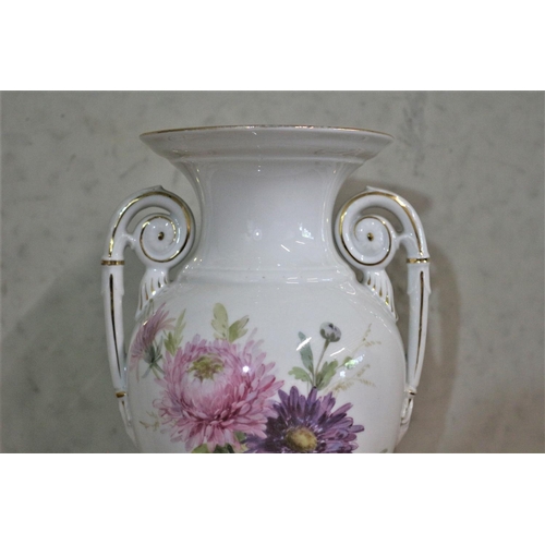 123 - Possibly Meissen Urn / Vase - 29cm Tall - Nice Hand Floral Decoration