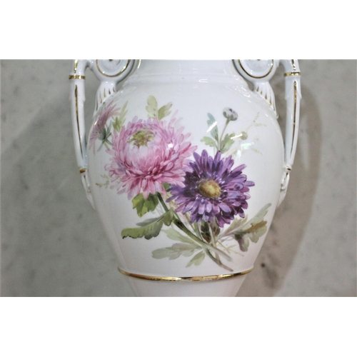 123 - Possibly Meissen Urn / Vase - 29cm Tall - Nice Hand Floral Decoration