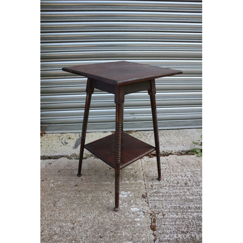 129 - Square Topped Vintage Side Table with Turned Legs